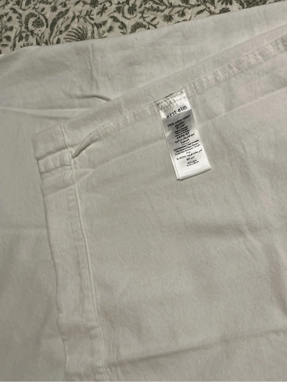 2 King West elm Crisp White Cotton Flannel Pillow Cases